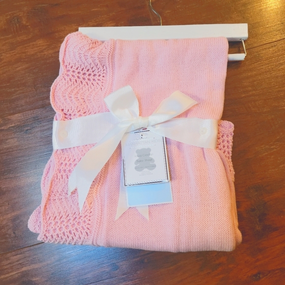 Other Nwt Pink Crocheted Baby Blanket 10 Cotton Poshmark